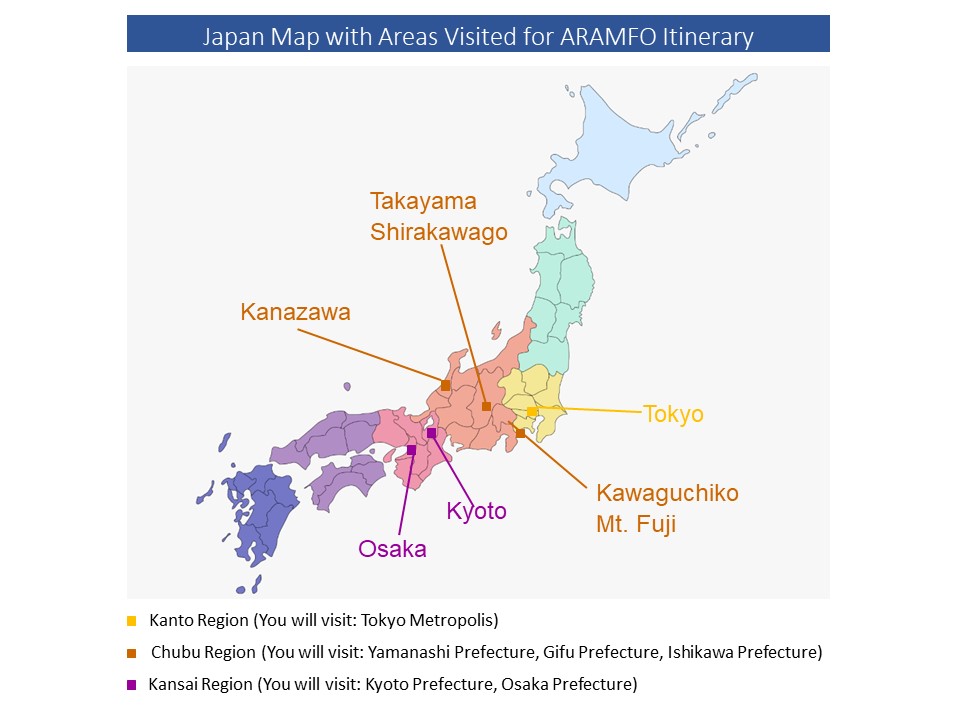 ARAMFO Japan Faculty Led Travel Program Map